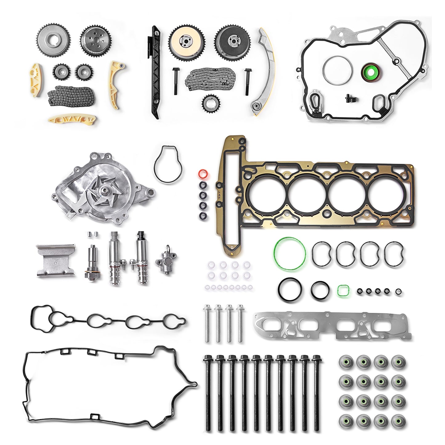 Timing Chain Kit Head Gasket with Water Pump/Oil Pump, Sprocket Tensioner for 2009-2017 Chevy Equinox Malibu Buick Regal Lacrosse GMC Terrain 2.2L 2.4L 9-4201S HS26517PT