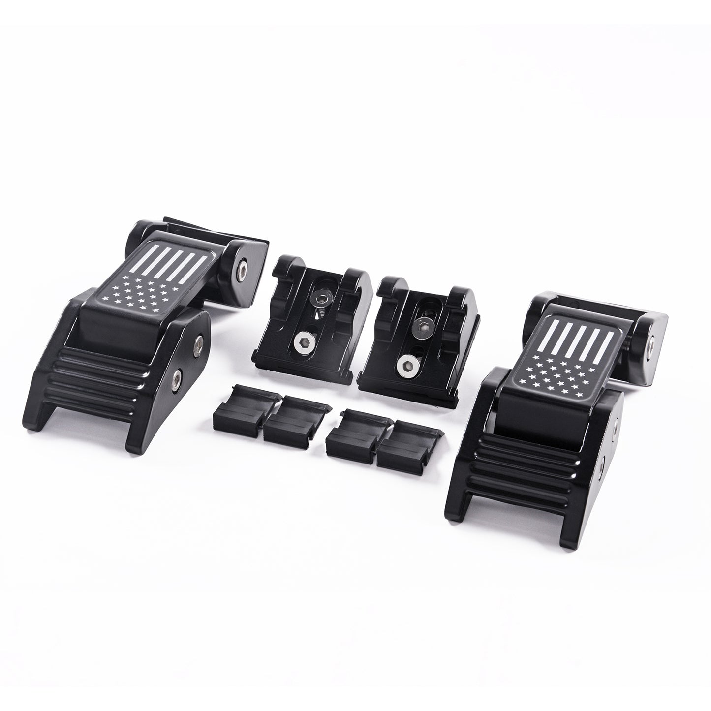 GOCPB Aluminum Hood Latches with U.S. Flag, Adjustable Hood Latches Lock Catch Compatible with 2007-2018 Jeep Wrangler JK JKU Rubicon Sahara Sport 2018 2019 2020 2021 Rubicon Sahara Sport JL JLU