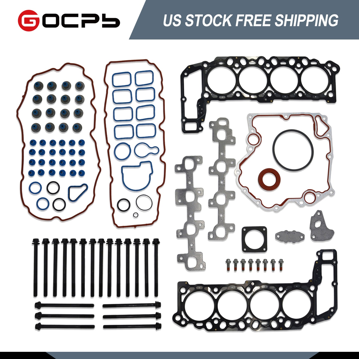 GOCPB Cylinder Head Gasket Set with Bolts Compatible with Ram 1500 2002 2003 Durango Dokota 200 2001 2002 2003 Grand Cherokee 1998 1999 2000 2001 2002 2003 4.7 L HS26157PT CS26157 ES71129