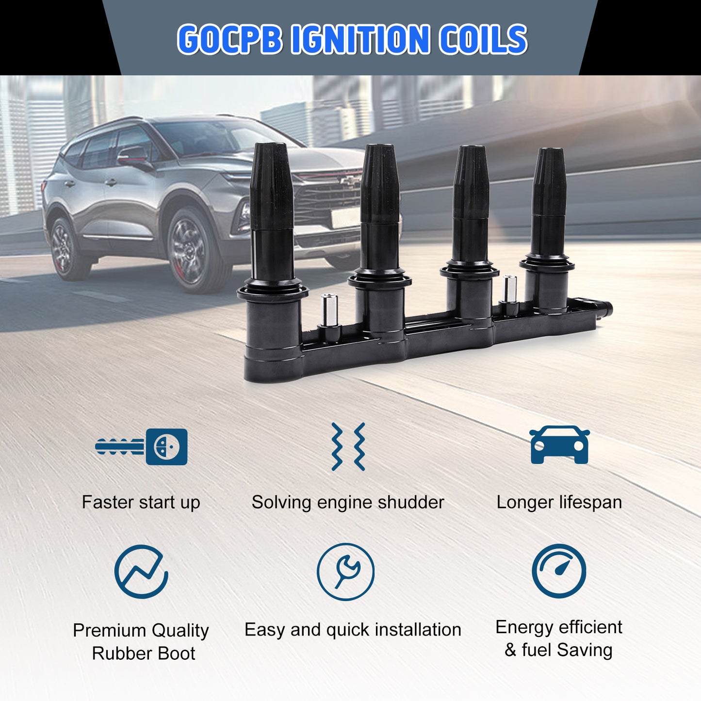 GOCPB Ignition Coil Packs Compatible with Chevrolet Chevy Cruze Sonic Aveo Aveo5 Pontiac G3 2007 2008 2009 2010 2011 2012 2013 2014 2015 2016 2017 2018 1.6L 1.8L L4 OE Replaces UF620 25186687 C1646