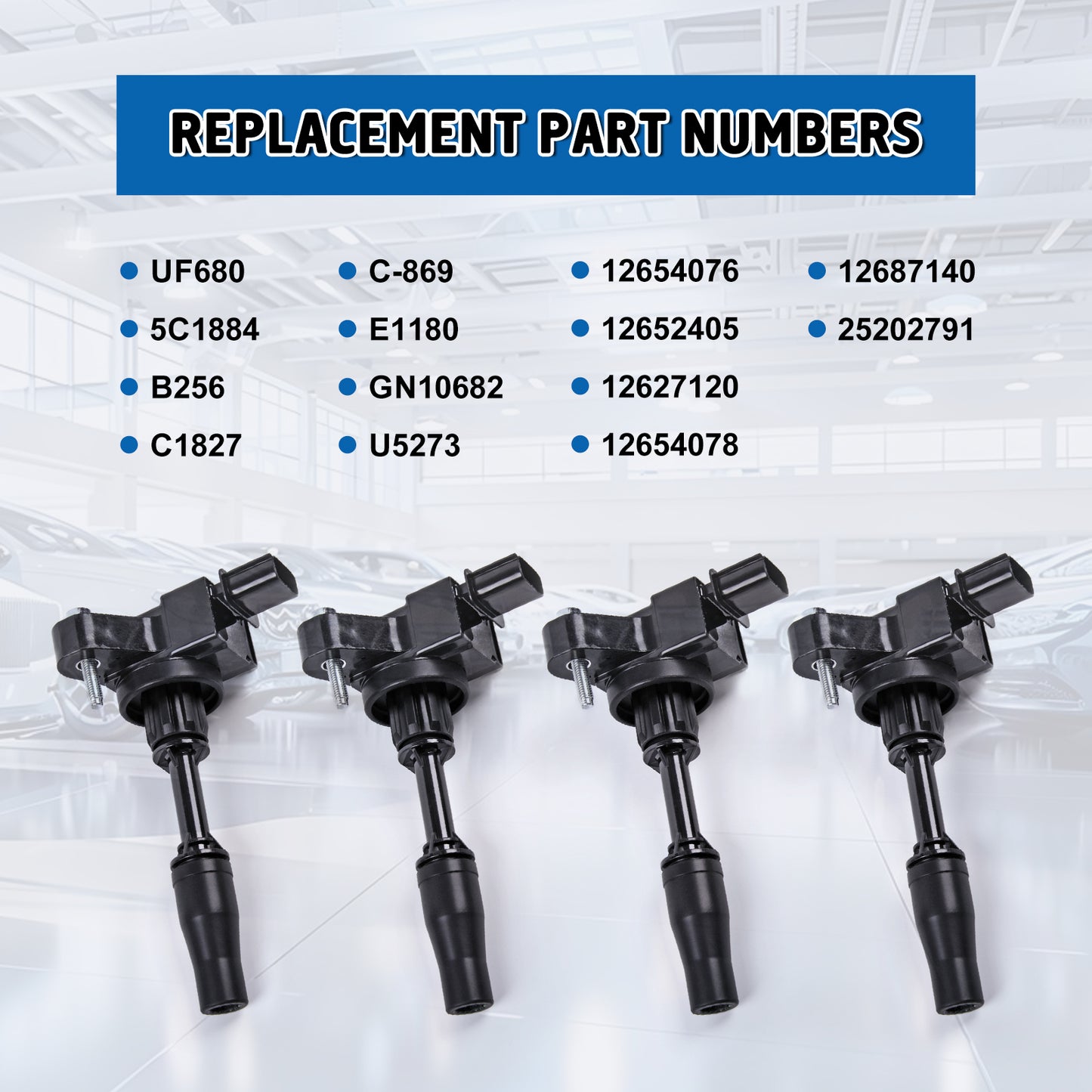 Ignition Coil Packs UF680 Set of 4 Fit for Chevy Malibu Impala Camaro Colorado Limited GMC Terrain Acadia Canyon Buick Regal Envision Cadillac ATS 2.0L 2.5L L4 Replaces 12654078 12652405 GN10682