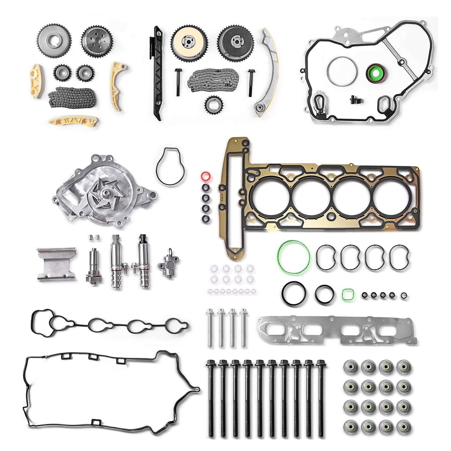 Head Gasket Set Timing Chain Kit Water Pump Compatible with 2009-2017 Chevy Captiva Cobalt Equinox HHR Malibu Lacrosse Regal Verano GMC Terrain Pontiac 2.2 2.4 L Engine 9-4201S HS26517PT