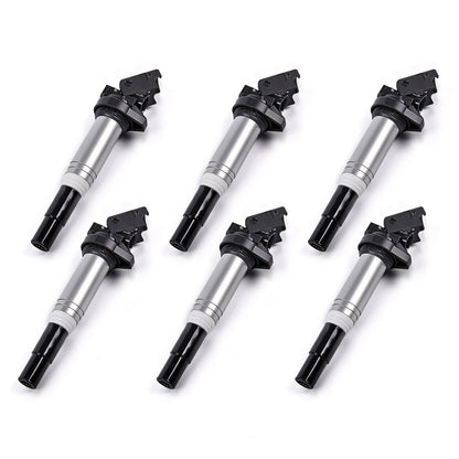 Ignition Coil Pack Set of 6 Compatible with 2001-2017 BMW 325i 335i 328i 525i 530i 330i 650i X3 X5 M3 M5 M6 Z3 Z4 Mini More UF667 0221504470 12138616153 12137594937