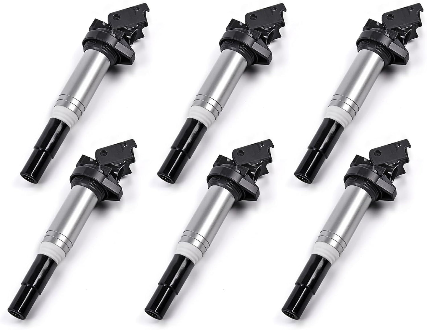 Ignition Coil Pack Set of 6 Replacement for Bosch 0221504470 12138616153 12137594937 12138657273 12137562744 Compatible with BMW 325i 335i 328i 525i 530i 330i 650i X3 X5 M3