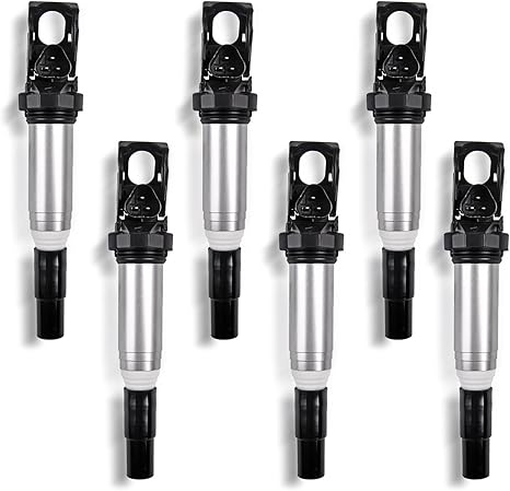 Ignition Coil Pack Set of 6 Replacement for Bosch 0221504470 12138616153 12137594937 12138657273 12137562744 Compatible with BMW 325i 335i 328i 525i 530i 330i 650i X3 X5 M3