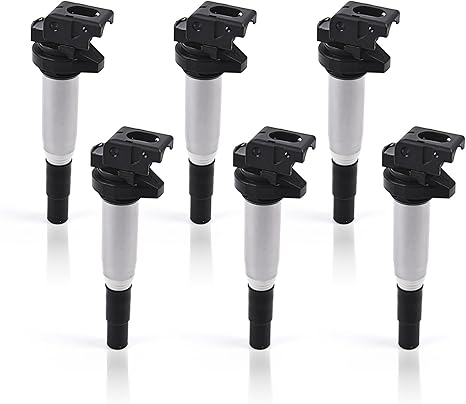 Ignition Coil Pack Set of 6 Replacement for Bosch 0221504470 12138616153 12137594937 12138657273 12137562744 Compatible with BMW 325i 335i 328i 525i 530i 330i 650i X3 X5 M3