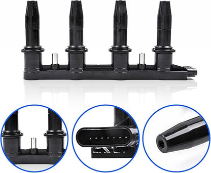 Ignition Coil Pack Compatible with 2007 2008 2009 2010 2011 2012 2013 2014 2015 2016 2017 2018 Chevy Chevrolet Cruze Sonic Aveo Aveo5 Pontiac G3 1.6 1.8 L4 UF620 25186687 C1646