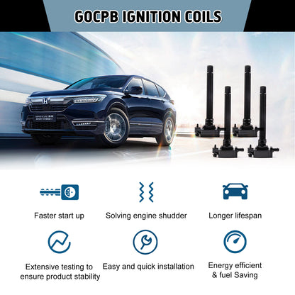 GOCPB Ignition Coil Pack Set of 4 for 2015-2021 Jeep Renegade Cherokee Compass 2.4L L4, 2015-2019 Ram ProMaster, 13-16 Dodge Dart, 15-17 Chrysler 200, 16-18 Fiat 500X Replaces UF751 UF754