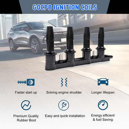 GOCPB Ignition Coil Packs Compatible with Chevrolet Chevy Cruze Sonic Aveo Aveo5 Pontiac G3 2007 2008 2009 2010 2011 2012 2013 2014 2015 2016 2017 2018 1.6L 1.8L L4 OE Replaces UF620 25186687 C1646