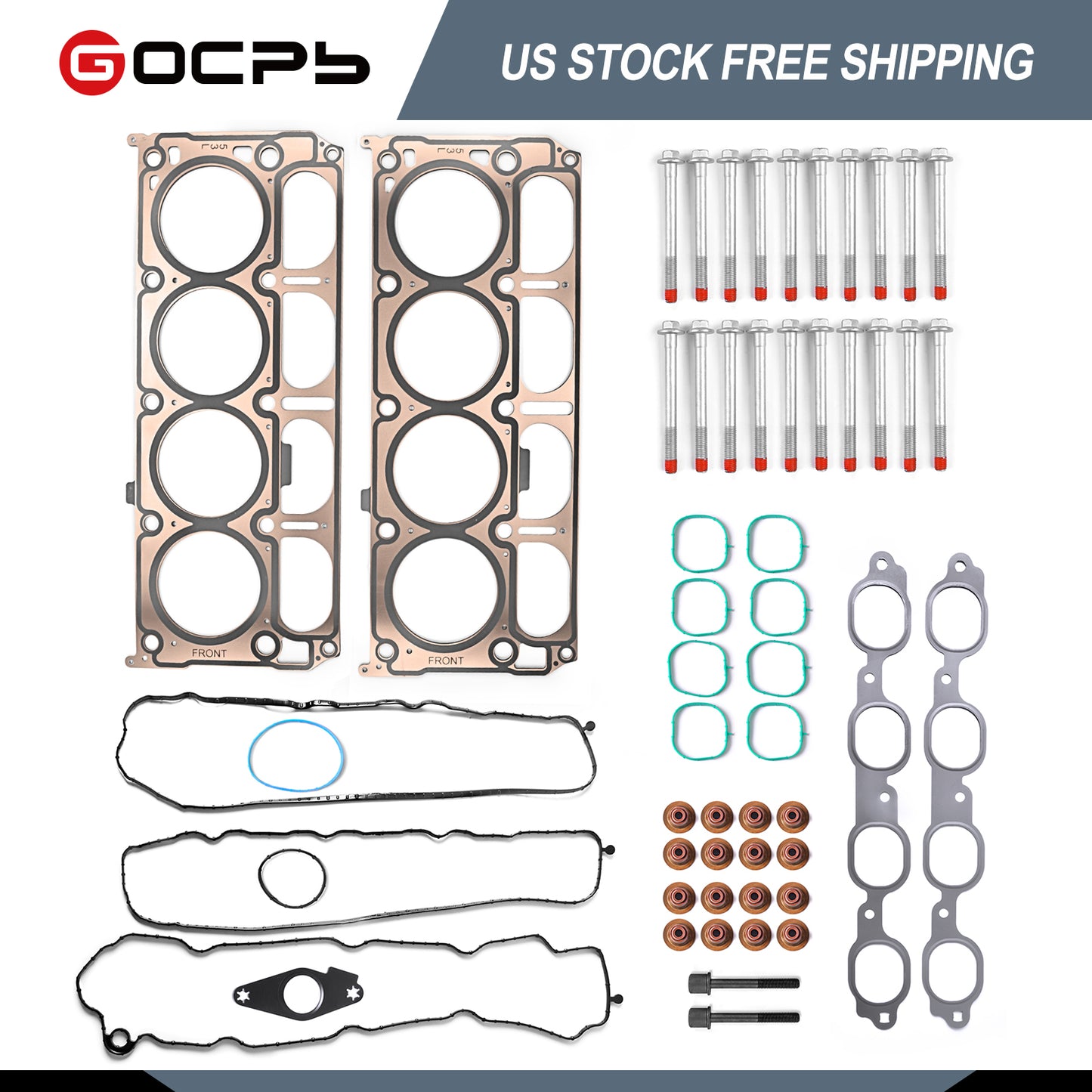 Cylinder Head Gasket Set Kit Bolt Compatible with 2014-2019 GMC Sierra Chevrolet Chevy Silverado 1500 GMC Yukon XL Chevy Chevrolet Suburban Tahoe 2015 2016 2017 2018 HS26744PT HGS4308