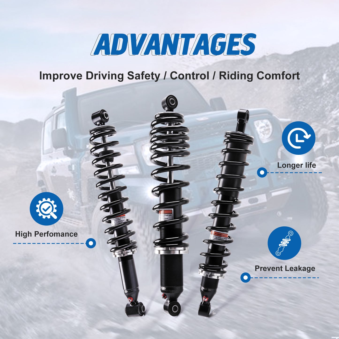 Front Left Right Shock Absorber Compatible with Can-Am ATV 2010-2012 Outlander 650/MAX 650 STD XT XT-P 2010-2012 Outlander 800/MAX 800 STD XT XT-P LTD Monotube Shocks Absorber 706201110 2 pcs