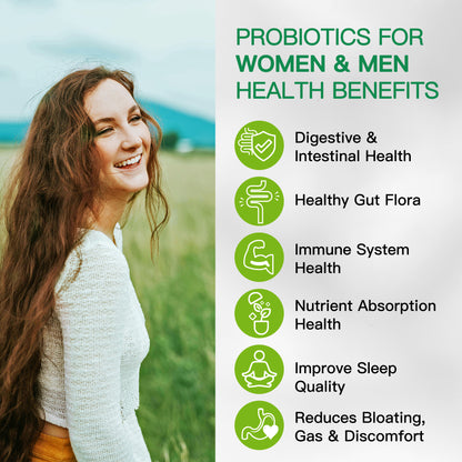 Probiotics 60 Billion CFU,11 Diverse Strains Probiotic Prebiotics for Women & Men, Immune, Digestive & Gut Health Sleep Support Occasional Constipation Diarrhea Gas & Bloating 30 Count