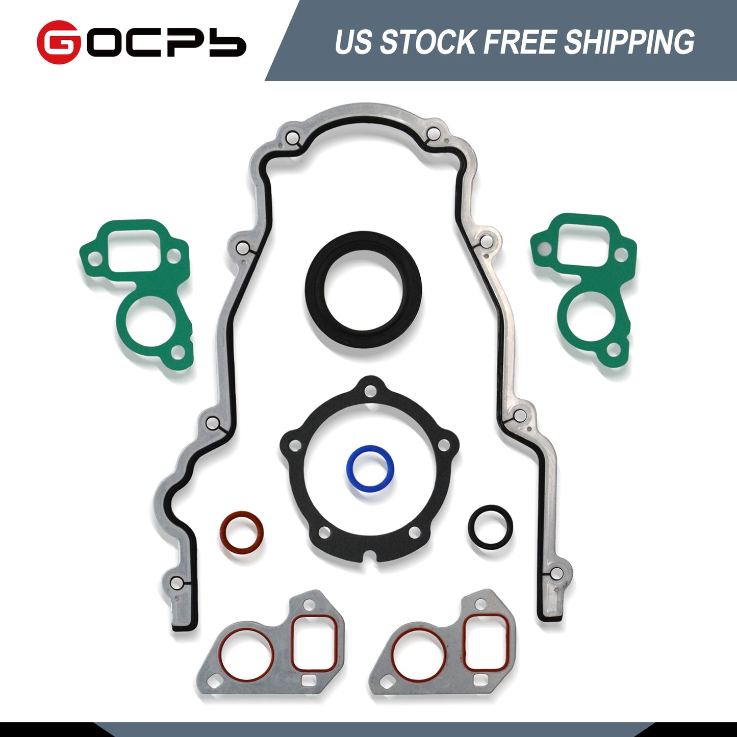 GOCPB Timing Cover Gasket Set - Compatible with 4.8L 5.3L 5.7L 6.0L 6.2L Chevy Silverado, Suburban Tahoe GMC Sierra Yukon, Savana, Cadillac Escalade - Replace 12633904 TCS45993