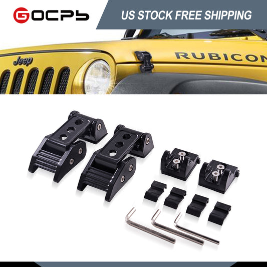 GOCPB Aluminum Hood Latches Hood Catch Kit Compatible with Jeep Wrangler JK JKU 2007-2017 JL JLU 2018-2024 Gladiator JT 2020 20212022 2023 2024 Hollow Out No Drilling Required Black