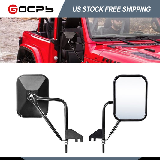 Mirrors Doors Off Side View Mirrors Compatible with 1987-2006 TJ 2007-2018 JK 2018-2021 JL Jeep Mirrors Rectangle Upgrade Jeep Doors off Mirrors