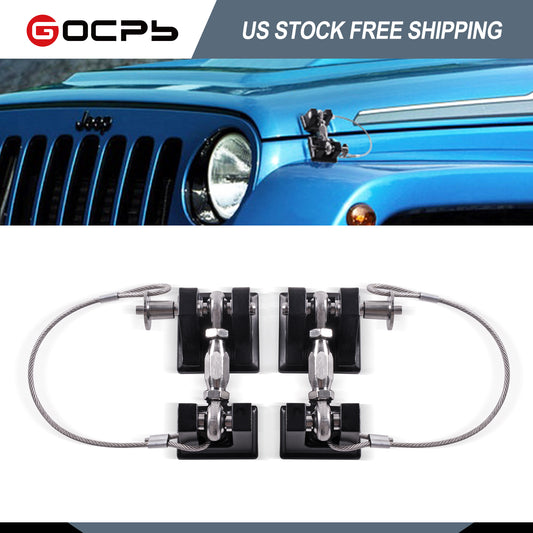 GOCPB JL Hood Latches, Locking Hood Latch Compatible with 2018-2025 Jeep Wrangler JL/Jeep Gladiator JT/ 4xe JT Aluminum Locking Hood Latch Safety Catch Kit Replacement, Eliminate Hood Flutter