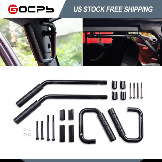 Wild Boar Front Grab Handles Grab Bar Rear Front Grab Safety Handle Front Rear Steel Grip Handles Compatible with Jeep Wrangler JK 2007-2019 Black