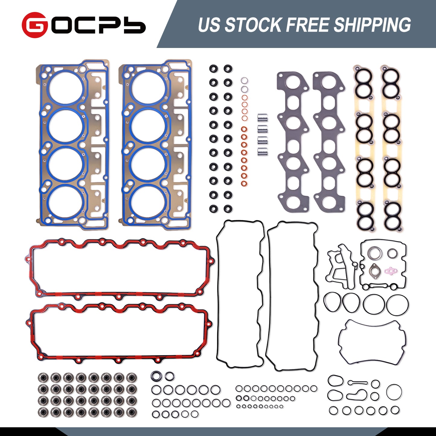 MLS Cylinder Head Gasket Set (18mm) Compatible with 2003-2010 Ford 6.0 L V8 Powerstroke Diesel Turbo F250 F350 F450 F550 E350 E450 Super Duty TS2637400SI HSU26734 26374PT CS26374 ES72229