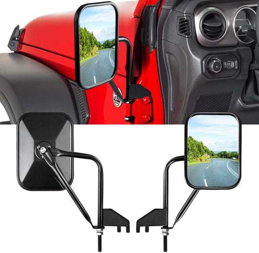 GOCPB для зеркал Jeep с выключенными дверями, боковые зеркала с выключенными дверями, совместимые с Jeep Wrangler JL 2019-2021, просты в установке и более фиксированы для зеркал Jeep, помогают нам расширить обзор и безопасно управлять автомобилем