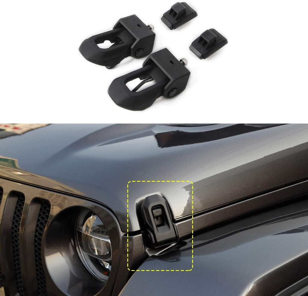 GOCPB 2018 pour Jeep Wrangler JL Kit de verrouillage de capot en acier inoxydable noir d'origine pour Jeep Wrangler 2007-2023 JK JL Gladiator JT