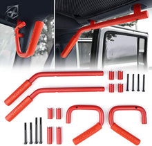 Carregar imagem no visualizador da galeria, GOCPB Steel Grip Handles Compatible with Jeep Wrangler Front &amp; Rear Grab Handle Bar Hand Mount for 2007-2018 Jeep Wrangler JK (One Pair) Red
