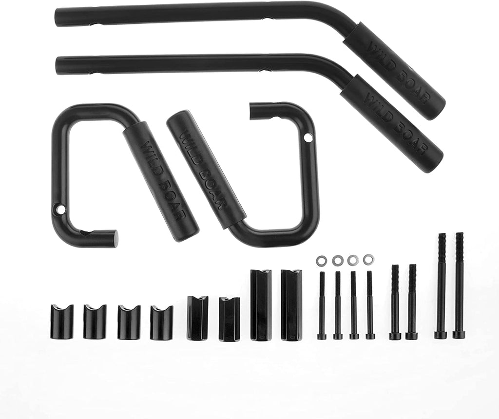 GOCPB Poignées d'appui avant en sanglier, barre d'appui, poignée de sécurité avant arrière, poignées en acier avant et arrière compatibles avec Jeep Wrangler JK 2007-2019 noir